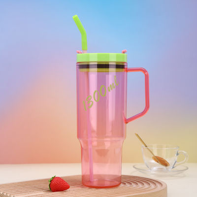 kopen Gepersonaliseerd logo 40 oz Plastic waterfles met handvat stro 1200ml Grote capaciteit Plastic herbruikbare waterflessen veilig met verzegelde dubbele wand online manufacture