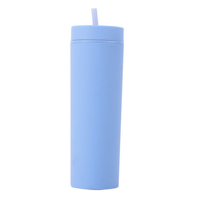 kopen Slank dubbel geïsoleerd plastic waterfles Rubber verf 16oz Plastic waterfles Rechte Sippy Cup Met Splash Proof deksels Makkelijk te reinigen online manufacture