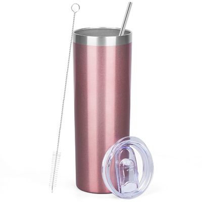 kopen Geweldige isolatie 600 ml dunne roestvrijstalen tumbler recht blanco wit 20 oz geïsoleerde tumbler met deksel en stro individueel geschenkdoos online manufacture