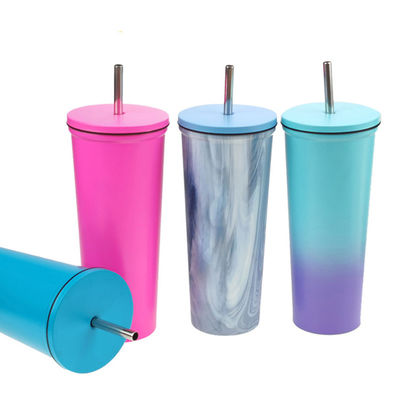 kopen Herbruikbare 700 ml breed mond Custom Logo Roestvrij staal tumblers Roestvrij staal gepersonaliseerde reisbek met stro Dubbele wand vacuümconstructie online manufacture