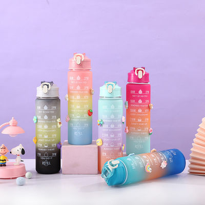kopen Lichte 550/750/1000ML Verlaagde Kleur Plastic Motivational Waterfles Set van 4 Bpa Gratis Draagbare Plastic Waterfles Set OEM ODM Service Beschikbaar online manufacture