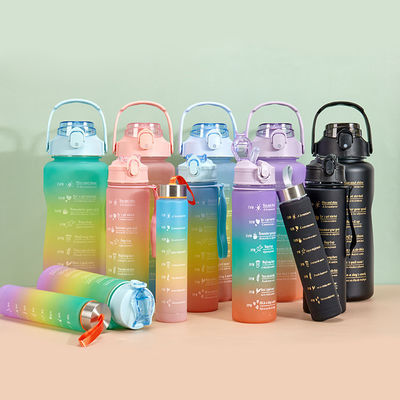 kopen Summer Gradient Motivational 3 in 1 Waterfles Set Leak Proof Waterfles 40 Oz Met Handle Bpa Gratis Draagbare Sportketel online manufacture