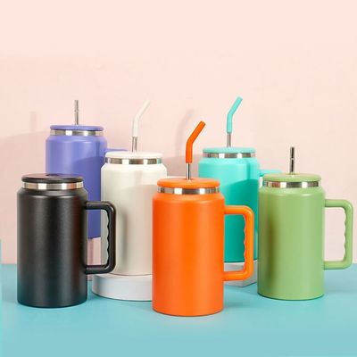 kopen Gepersonaliseerde kleuren Voedselkwaliteit 50 oz Roestvrij staal tumbler Vacuum geïsoleerde koffie tumbler Geen lek met stro handvat Het drinken warm koud houden 12-24 uur online manufacture