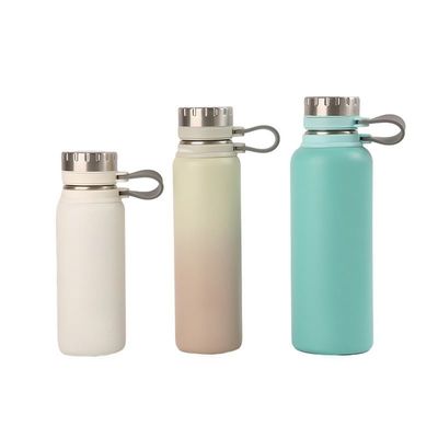 kopen 500/700/1000 ml waterfles van roestvrij staal 1 liter siliconen band draagbaar sport doppelwand roestvrij staal vacuümgeïsoleerde waterfles online manufacture