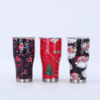 kopen Eenvoudige moderne lekvrije dop dubbelwand geïsoleerde roestvrijstalen kerstbeker 900 ml koffiebeker met handvat voor buiten Sport Uniek curve ontwerp online manufacture