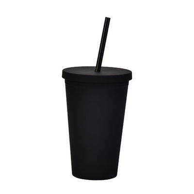 kopen Lichtgewicht, op maat gemaakt, zwart, mat, kunststof, Boba Cup, 16 oz, kunststof, met deksel en stro, dubbele muur, 100% BPA-vrij online manufacture