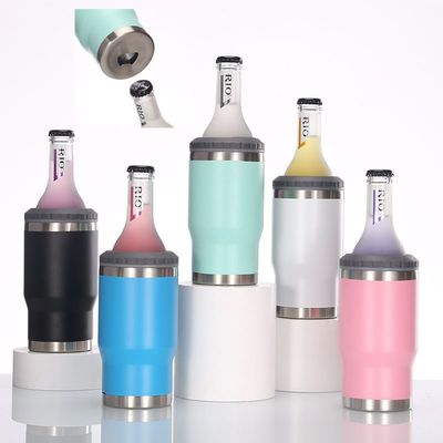 kopen Stijlvolle 360 ml gepersonaliseerde geïsoleerde bierkans houder dubbele wand roestvrijstalen vacuümbeker met 2 deksels 4 in 1 design Food Grade Eco Friendly online manufacture
