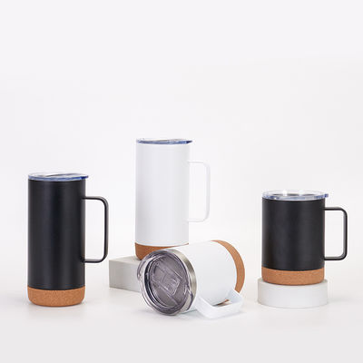 kopen Leakproof 480ML Rechte Custom Vacuum Geïsoleerde Tumbler vaatwasser Veilig roestvrij staal koffiebeker met handvat kurk bodem Reisbeker Universele grootte online manufacture