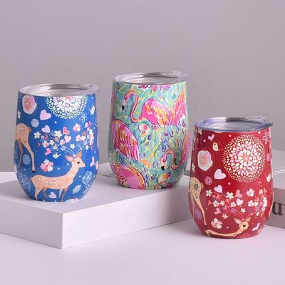 kopen Onbreekbare poederbedekte roestvrijstalen tumbler geïsoleerd 12 oz tumblers eivormige met schuifdeksel dubbele vacuüm isolatie muur lekvrije online manufacture