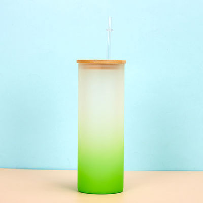 kopen 360/480ML 2Pack 16oz glazen waterfles Gradient Frosted Glass Sublimatie waterfles Met bamboe deksels Lichtgewicht Hoge duurzaamheid online manufacture