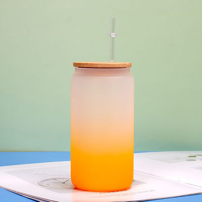 kopen 16oz Glitter Iridescent Glass Water Tumbler glas drinkfles met bamboe deksel voor Iced Coffee Bier Juice Soda online manufacture