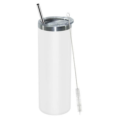 kopen 20oz roestvrij staal dubbele wand vacuüm geïsoleerde tumblers met deksel en stro voor warme koude dranken wit online manufacture