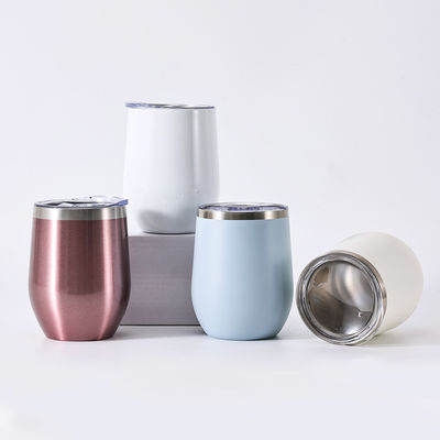 kopen Bulk 12 Pack 12oz roestvrij staal Stemless wijn glas tumblers met deksels en rieten Vacuum geïsoleerde koffie mok voor koude warme dranken online manufacture