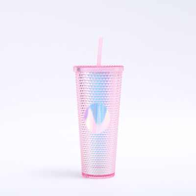 kopen Iridescerende gevulde dubbele wand plastic tumbler met deksel stro Voor DIY aanpassing IJskoffie Water BPA-vrij online manufacture