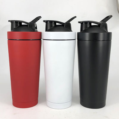 kopen Shaker fles met draad Whisk eiwit Shaker fles voor eiwit mengsels roestvrij staal Grote metaal Shaker fles 25oz 739ml online manufacture