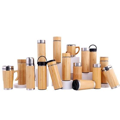 kopen Bamboe fles voor thee Premium thee-infuser fles lekbestendig BPA-vrij geïsoleerd waterfles koffie tumbler thee thermos online manufacture