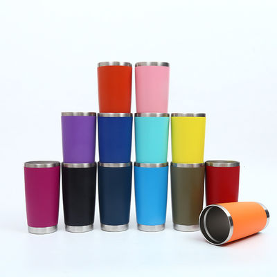 kopen Reiskoffiemok 20 oz geïsoleerde mok met deksel roestvrijstalen beker voor warme en koude dranken poeder bedekt met geel online manufacture