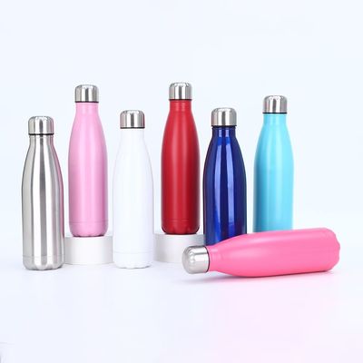 kopen 17oz roestvrij staal waterflessen vacuüm geïsoleerde waterflessen met dubbele wand poeder bedekte herbruikbare metaal sport waterflessen houden drankjes warm en koud lichtblauw online manufacture