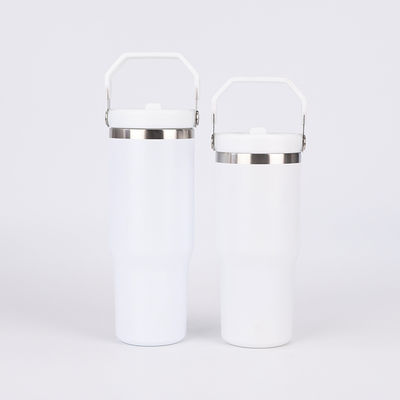 kopen 20 oz tumbler met handvat, geïsoleerde tumbler met deksel en flip stro lekbestendig dubbele wand roestvrij staal vacuüm reis koffiebeker geïsoleerde waterfles thermische beker online manufacture