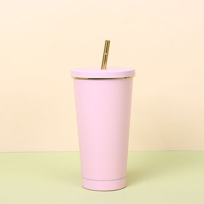 kopen 24 oz grote herbruikbare milieuvriendelijke tumbler met breed zacht punt metaal stro, lekdicht deksel - perfect voor Boba, smoothies, ijs koffie, warme of koude dranken online manufacture