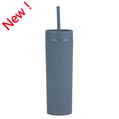kopen Dunne tumbler met deksels en rieten 16 oz Matte Deep Red Bulk Herbruikbaar Pastel Acryl Dubbelwand Plastic Tumbler Voor koude warme dranken Koffie DIY online manufacture