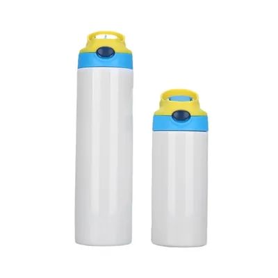 kopen 12 OZ Sublimatie stro Sippy Cup Blank Tumblers Dubbelwand vacuüm Geïsoleerde gemengde kleur thermosen Roestvrij staal waterflessen voor school online vervaardiging