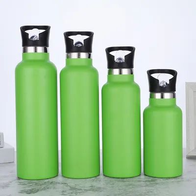 kopen 24 oz geïsoleerde waterfles met stro roestvrijstalen waterfles met 2 deksels herbruikbare lekkagevrije waterfles warm en koud houden sport metalen waterfles voor wandelen fietsen gym online vervaardiging