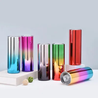 kopen 600 ml Rood Metalen Drankwaren Custom 20 Oz Roestvrijstalen Tumbler Skinny Sublimatie Wijn Tumblers Executive Mirror Chrome Water Mug Rechte Lichaam online vervaardiging
