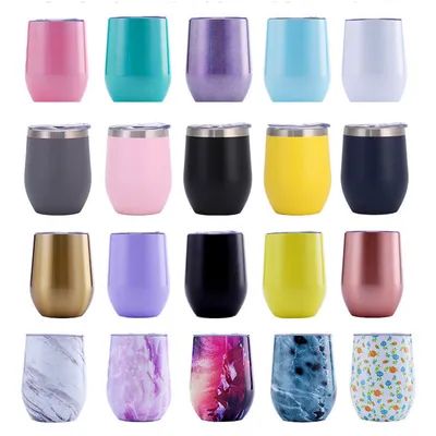 kopen 12 oz geïsoleerde wijn tumbler met deksel en stro roestvrij staal Stemless wijn tumbler online vervaardiging