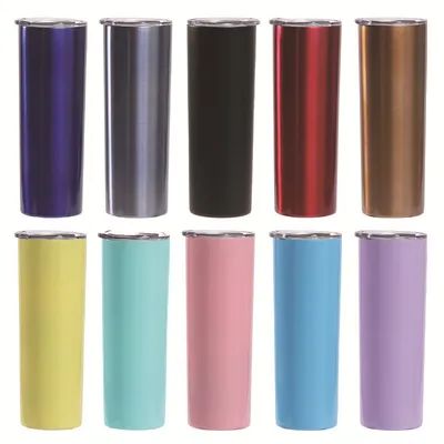 kopen 20 oz Skinny Sublimation Blanks Stainless Steel Skinny Tumbler met deksel en stro Dubbelwand Vacuum Geïsoleerde Sublimatie Tumblers online vervaardiging