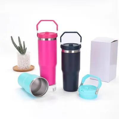 kopen 30 oz tumbler met handvat en stro deksel lekkagebestendige dubbele geïsoleerde 30 oz cup roestvrij staal online vervaardiging