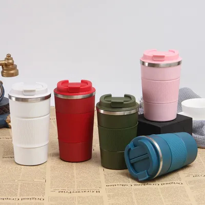 kopen Geïsoleerde 12oz 17oz lekvrije koffiekop met deksel Thermische koffietubber roestvrij staal koel en warm houden cadeau voor mannen vrouwen online vervaardiging