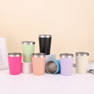 kopen 8oz / 12oz aangepaste dubbele wand roestvrij staal mok roestvrij staal vacuüm geïsoleerde tumbler met plastic BPA-vrij deksel gemakkelijk te reinigen online vervaardiging