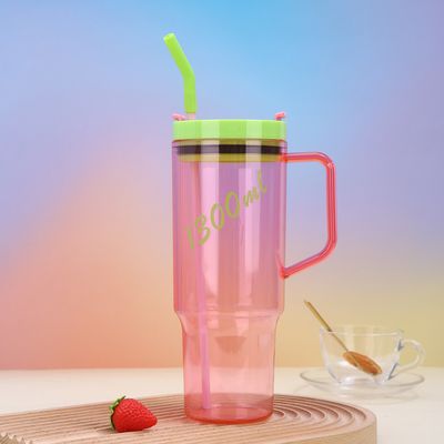 kopen Gepersonaliseerd logo 40 oz Plastic waterfles met handvat stro 1200ml Grote capaciteit Plastic herbruikbare waterflessen veilig met verzegelde dubbele wand online vervaardiging