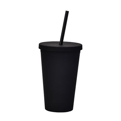 kopen Lichtgewicht, op maat gemaakt, zwart, mat, kunststof, Boba Cup, 16 oz, kunststof, met deksel en stro, dubbele muur, 100% BPA-vrij online vervaardiging