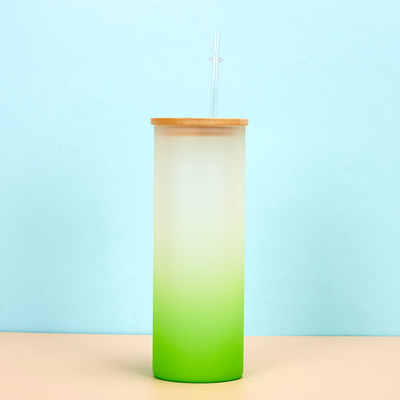 kopen 360/480ML 2Pack 16oz glazen waterfles Gradient Frosted Glass Sublimatie waterfles Met bamboe deksels Lichtgewicht Hoge duurzaamheid online manufacture