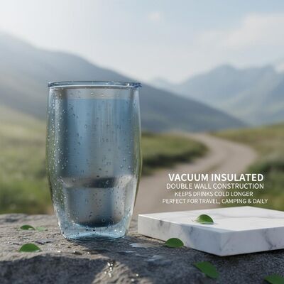 kopen Vacuüm geïsoleerde plastic beker dubbele wandconstructie houdt dranken langer koud, perfect voor reizen, kamperen en dagelijks gebruik online vervaardiging
