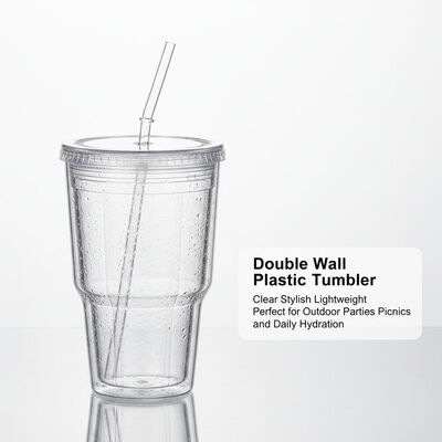 kopen Dubbelwand Plastic Tumbler Helder Stijlvol Licht Gewicht Perfect voor outdoor feesten Picnics en dagelijkse hydratatie online vervaardiging