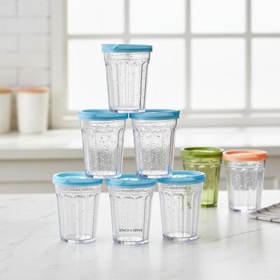 kopen Stapelbare plastic tumbler met sluiterdoek geschikt voor restaurants cafetaria's evenementen en horeca online vervaardiging