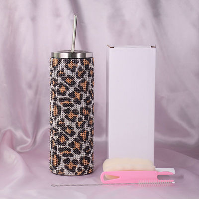 Gepersonaliseerde 20 oz Plastic Waterfles Bling Rhinestone Tumbler Waterfles Met Handle En Straw Schroef Deksels Dubbele Wand Isolatie