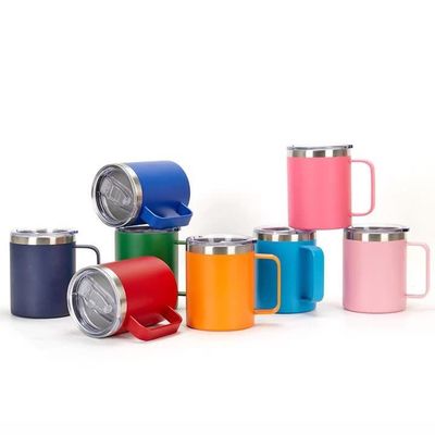 360 ml BPA-vrij geïsoleerde roestvrijstalen mok met handvat en deksel vacuümgeïsoleerde campingbeker