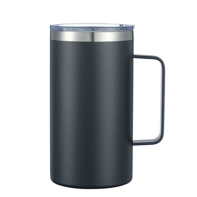 12oz roestvrij staal geïsoleerde koffiebeker met handvat dubbele wand vacuüm reisbeker tumbler beker met schuifdeksel marine