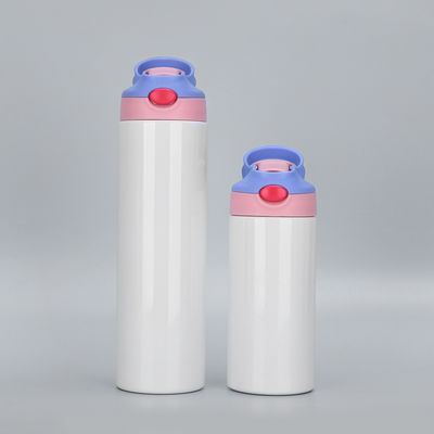 12oz Kids Skinny Tumbler Sublimatie van roestvrij staal leeg Tumbler met één klik Pop Up Straw And Handle Sublimatie kopjes voor drankjes Rubber bodems en krimpfilms DIY cadeau