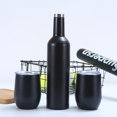 Roestvrijstalen wijnflessen 2 verpakkingen 12 oz & 1 geïsoleerde wijnfles - Dubbelwand vacuümgeïsoleerde wijnbekers met deksels en rieten