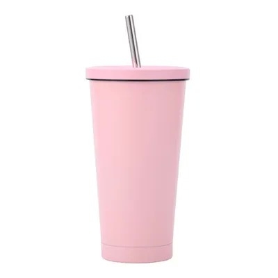 Geïsoleerde tumbler met deksel en stro, roestvrij staal vacuümgeïsoleerde tumbler Eeps koud voor 24 uur, 100% lekkagebestendige past in auto cup holder