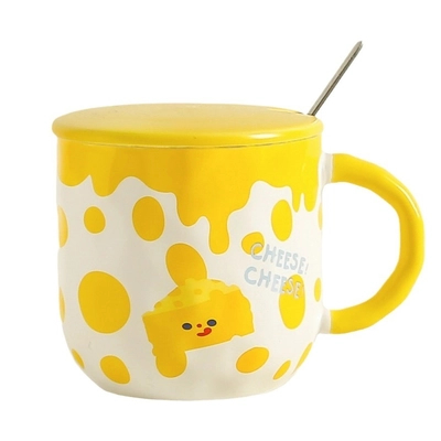 Leuke kaas cartoon keramische beker paar student drinkbeker creatieve bloem mok kantoor koffiekop