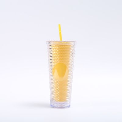DIY Studded Tumbler met deksel en stro herbruikbare plastic acrylbeker met dubbele wand Iridescent Travel Tumbler voor ijskoude koffie koud water smoothie breed mond lekproof