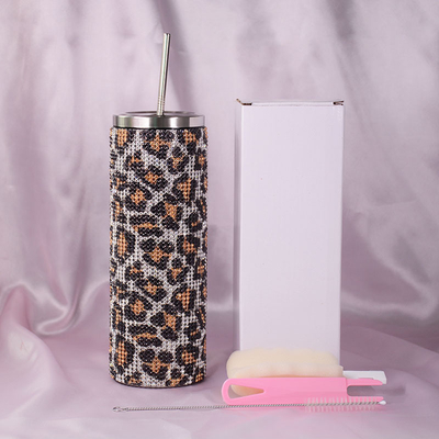 Gepersonaliseerde 20 oz Plastic Waterfles Bling Rhinestone Tumbler Waterfles Met Handle En Straw Schroef Deksels Dubbele Wand Isolatie