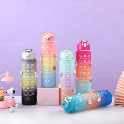 Lichte 550/750/1000ML Verlaagde Kleur Plastic Motivational Waterfles Set van 4 Bpa Gratis Draagbare Plastic Waterfles Set OEM ODM Service Beschikbaar