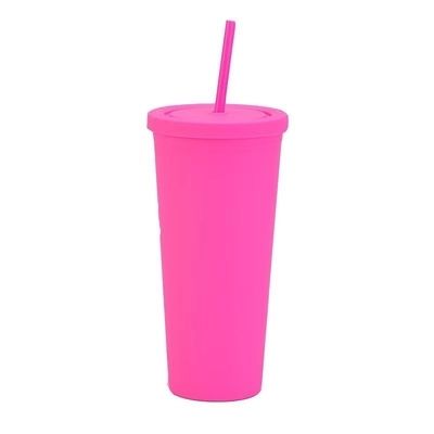22 oz kleurrijke ijskoude koffiemok met stro Gepersonaliseerde plastic flesjes voor feesten Verjaardagsfeesten lekbestendig Splashbestendig En makkelijk schoon te maken
